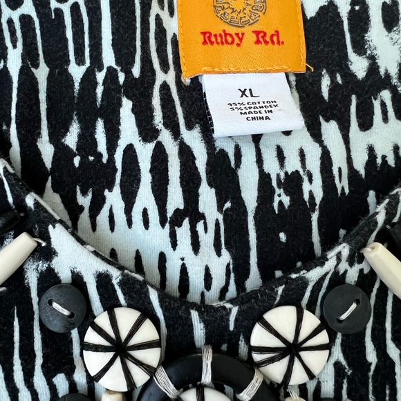 Ruby Rd. Women XL 3/4 Sleeve Black and White - Picture 3 of 10